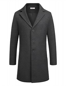 COOFANDY Men's Classic Wool Blend Peacoat - Winter Trench Style, Notched Lapel, Single Breasted with Pockets