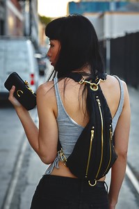 TRI ZIPPER Leather Hip Bag Backpack and Fanny Pack W/ Gold Hardware in Black Leather - Etsy Australia