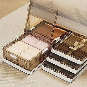 Stackable Plastic Under Bed Storage Containers, 14.2 Gal Large capacity Storage Bins with Wheels, Multi-purpose Storage Bins with Lids for Clothes, Quilt, Shoes, Book