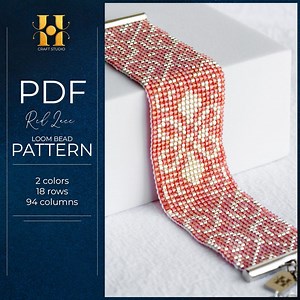 Red Ethnic Loom Bracelet Pattern: Miyuki Delica Bead Design (PDF) - Etsy