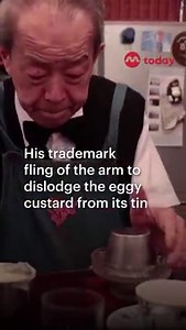 9.1K views · 64 reactions | WATCH: With a rapid, right-hand swoop, Shizuo Mori serves about 50 puddings a day, a treat that’s made his tiny Tokyo coffee shop a destination for tourists flocking to Japan after the end of Covid-19 restrictions. Read more: https://tdy.sg/41pLdSk | TODAY | Facebook