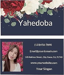 Double-Sided Business Cards, Accept Diy, 500/200/1000 Customized Business Cards, Business Cards With Text Badges add Photos Can be Added, Simple & Generous (Color Navy blue)