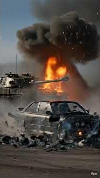 car destroyed by tank #ai #bmw #carcrash