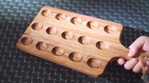 Gerrii Reversible Wooden Deviled Egg Platter Deviled Egg Tray Charcuterie Board Cutting Board Cheese Serving Tray for Home Kitchen(15 x 7 Inch, 15 Holes)