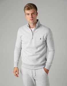 French Connection Cotton blend half-zip jumper in light grey | ASOS