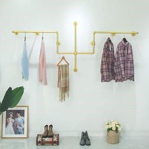 [Hot Item] Industrial Pipe Clothing Rack Wall Mounted Garment Hanging Bar Iron Commercial Clothes Hanger