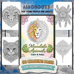 Animaux Mandala, Livre de coloriage PDF à imprimer, 60 pages de coloriage pour adultes, Téléchargement instantané, Art Mandala relaxant, Livre de coloriage numérique - Etsy France