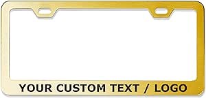 Custom Personalized STEEL HAWK Heavy Duty 304 Stainless Steel 2-Hole License Plate Holder Frame – 1 PK/PVD Gold