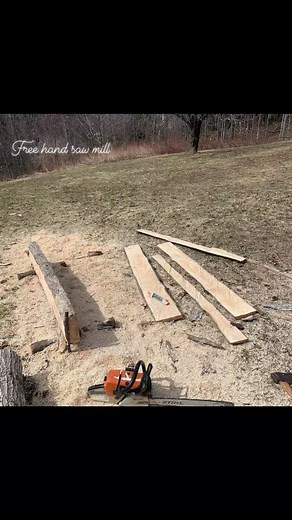 Free hand saw milling maple log. #chainsaw #sawmill | Tristan Murphy
