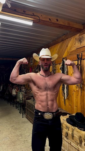 Male Fitness Model with Hairy Armpits and Six Pack Abs