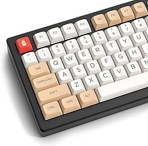 XVX PBT Keycaps - XDA Profile Keycaps, Milk Bean Custom Keycaps, keycaps 75 Percent, Dye-Sublimation Keyboard Keycaps for 61/64/68/84/87/100/104/108 Cherry MX Mechanical Keyboard, White
