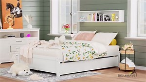 Full Bed with Trundle and Drawers Wood Platform Bed Frame with Storae Space-Saving Captain Beds for Boys, Girls, Kids, Teens and Adults, White