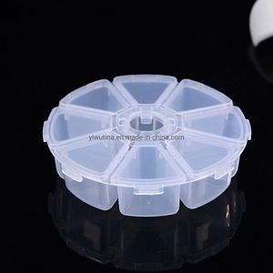 [Hot Item] Wholesales Large 8-Grid Organizer Bin Case Clear Plastic Jewelry Craft Tool Storage Box Round Plastic Box