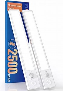 FULEN Closet Lights Motion Sensored, Magnetic Under Cabinet Lighting Wireless, Under Counter Lights for Kitchen, 2500mAh Rechargeable Lights for Home, Stick on Bar Light,2 Pack, White, AL-1