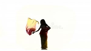 Exotic Belly Dancer Girl Dancing with Long Fans, White, Silhouette, Shadow, Slow Motion Stock Video - Video of female, belly: 68652725