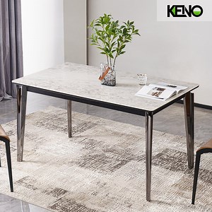 55"Modern Black Carbon Steel Rectangular Dining Table Living Room Furniture