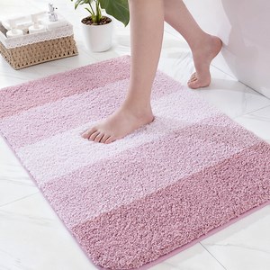 Exclusivo Mezcla Bathroom Rugs Mat 17x24, Extra Soft Non Slip Absorbent Water Microfiber Bath Rugs, Machine Washable Quick Dry Bath Mats for Bathroom Floor, Shower, Home Decor, Gradient Pink