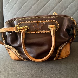 Alviero Martini Brown and Tan Leather Satchel
