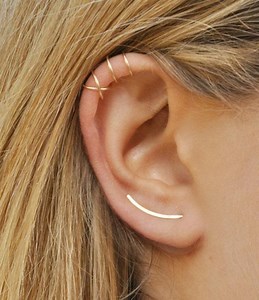 Minimalist Earrings Set, Ear Cuff No Piercing, Ear Crawler Gold or Silver - Etsy UK
