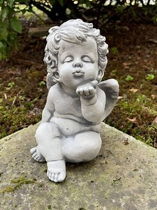 Concrete Cherub Angel Statue: Blowing Kisses, Outdoor Ornament - Etsy Australia