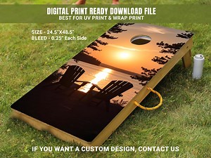 Lake Sunset Cornhole Wrap: Adirondack Chairs Digital File (24.5"x48.5") 22-FDS - Etsy UK