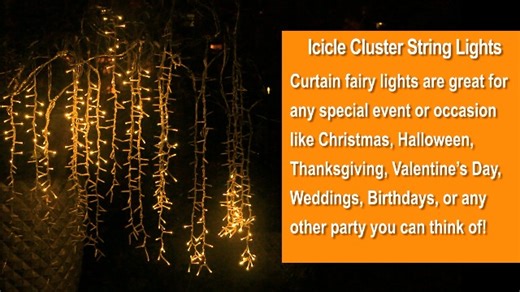 Watch Icicle Cluster String Lights 8 Lighting Modes Fairy Lights on Amazon Live
