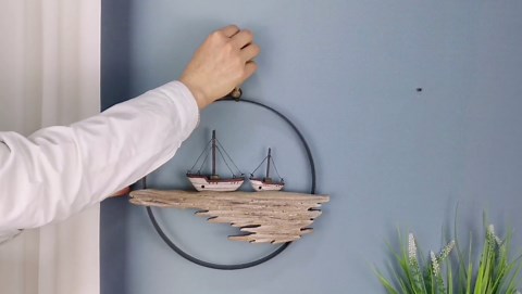 Waroom Home,Rustic Wood Boat Decor Hanging Nautical Wall Decor, Wooden Boat Nautical Decor Beach Themed Decoration Coastal Decor Wall Art Decoration for Home Mediterranean Decor (Wood Color Boat)