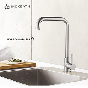 [Hot Item] Easy Installation Brushed Nickel SS304 Faucet Sink Taps Kitchen Mixer Tap