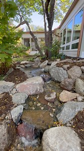 Check out this stream renovation! The client initially had a small pre-formed pond and a small pondless waterfall with minimal viewing angles. Our crew was able to combine the 2 by rebuilding the stream and incorporating a deep pooling section to resemble the small pond. This way, the homeowner will have deep enough water to add her aquatic plants next Spring. And with the twisting stream, they can see the waterfalls from multiple locations around the backyard including views from an interior wi