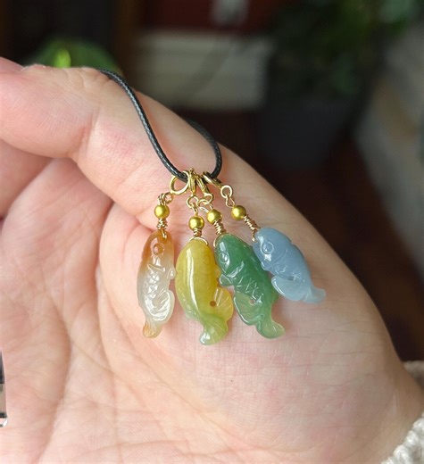 Natural Jadeite Koi Fish Pendant/beacelet Charm Dual Purpose Jewelry Burmese Type A Icy Translucent Multicolor Jade - Etsy