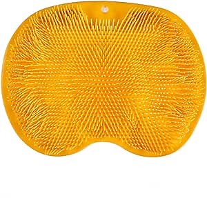 Shower Foot Massager Scrubber – Back Scrubber - Improves Circulation Reduces Itch & Pain - Soothes Tired Achy Feet - Scrubs Feet Clean Non Slip W/ Suction Cups (Orange)