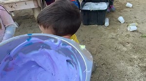 You will not see adult-driven gifts coming home from Kaleidoscope I see and respect the value in the gifts the children randomly give, and I encourage you to do the same. Every dandelion, mixed color, drawing, heck...even a beautiful rock given to me, 100% from a child means the absolute world. Also: note Wesley (green hands). He would have never done that last year. For some children, sensory exploration takes a lot of time, trust and bravery. No child is ever forced to "just try it" ...they ar