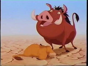 The Lion King (1994) Timon and Pumbaa find Simba Scene (VHS Capture)