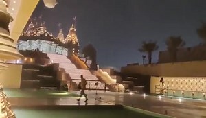 2.8K views · 256 reactions | Rainfall just before the inauguration of the temple in Abu Dhabi, the administration there says this is a dense desert area here and it never rained before there  | United Hindus Mauritius | Facebook