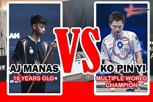 16 years old AJ Manas vs Ko Pin Yi APP Asian 9-Balls Open. #billiards #9ball | Albert James "King Cheetah" Manas
