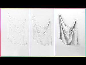 HOW TO DRAW A DRAPERY. Step-by-step drawing of drapery with a simple pencil