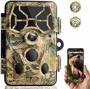 NEXCAM Trail Camera 20MP 1296P WiFi Bluetooth Game Camera Sends Picture to Cell Phone with Night Vision Motion Activated IP66 Waterproof for Outdoor Wildlife Monitoring, Home Security