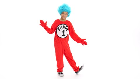 elope Dr. Seuss Thing 1 & Thing 2 Deluxe Costume Kids - X-Small - Red