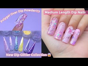 POLYGEL OVER DIP POWDER?! 😱💗 PINK GLITTER DIP POWDER NAILS USING A NEW COLLECTION FROM DOUBLE DIP