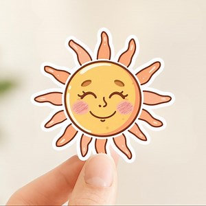 Sun Sticker | Kawaii Sun Face Decal | Positive White Vinyl Sticker | Sunshine Theme | Laptop Water Bottle Decor - Etsy Canada