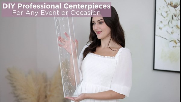 DesignEase Centerpiece Vase - Clear Acrylic Flower Vase Rectangular Floral Centerpiece Easy Floral Arrangements Centerpiece Table Decorations for Dining Table - Clear Vases for Centerpieces - Wedding