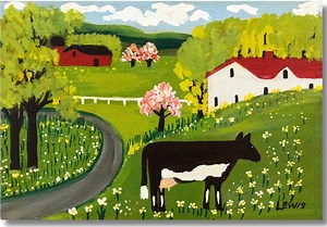Maud Lewis Cow Print, Vintage Folk Art Farmhouse Decor, Folk Art Landscape Poster, Canadian Folk Art Spring Scene - Etsy Canada