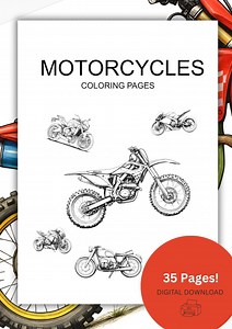 Motorcycle Coloring Pages – Printable Motorcycle Illustrations for Kids & Adults | Instant Download PDF - Etsy