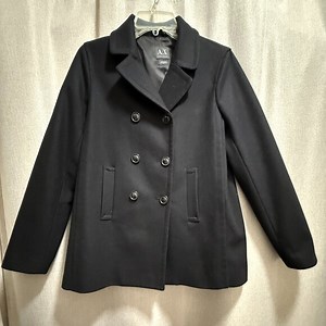 Armani Exchange A/X Women’s Wool Blend Pea Coat Jacket Lined - Black Size Medium