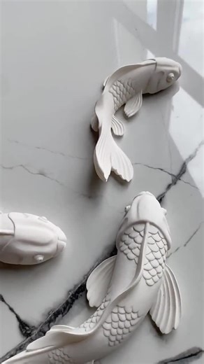 Koi Fish Sculptures Set of 5 Pc | Wall Hanging Decor, Hand Made Fish Statuettes, Wall Decorations - Etsy