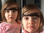 Hilarious moment two-year-old draws on monobrow with mum's makeup