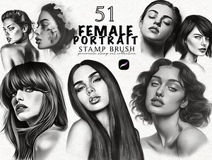Female Portrait Realistic Procreate Stamp, Digital Portrait Stamps, Woman Face Brush Stamp, Procreate Design, Realistic Tattoo Design Stamp - Etsy