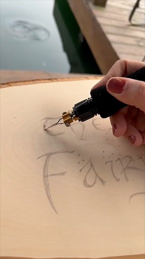 Wood burning a sign for the magical fairy forest part one #fairycore #fairyforest #woodburning | Holly Auna