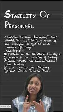 PRINCIPLE OF STABILITY OF PERSONNEL I CLICK👆🏻TO WATCH ONE SHOT OF CH: PRINCIPLES OF MANAGEMENT