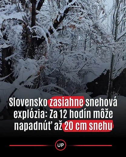 ☃️Slovensko zasiahne výrazná zmena počasia. Už od piatkového rána sa očakáva husté sneženie a prudké ochladenie, ktoré prinesie až 20 cm nového snehu za 12 hodín. Meteorológovia vydali výstrahy pre viaceré regióny, kde môže napadnúť 20 až 30 cm snehu. 🥶Najkritickejšia situácia bude na severe Slovenska, kde sa v ranných hodinách očakáva intenzívne sneženie s prírastkom 2 až 3 cm za hodinu. Situáciu bude zhoršovať nárazový vietor s rýchlosťou 15 až 23 m/s, ktorý bude spôsobovať snehové jazyky. Ak